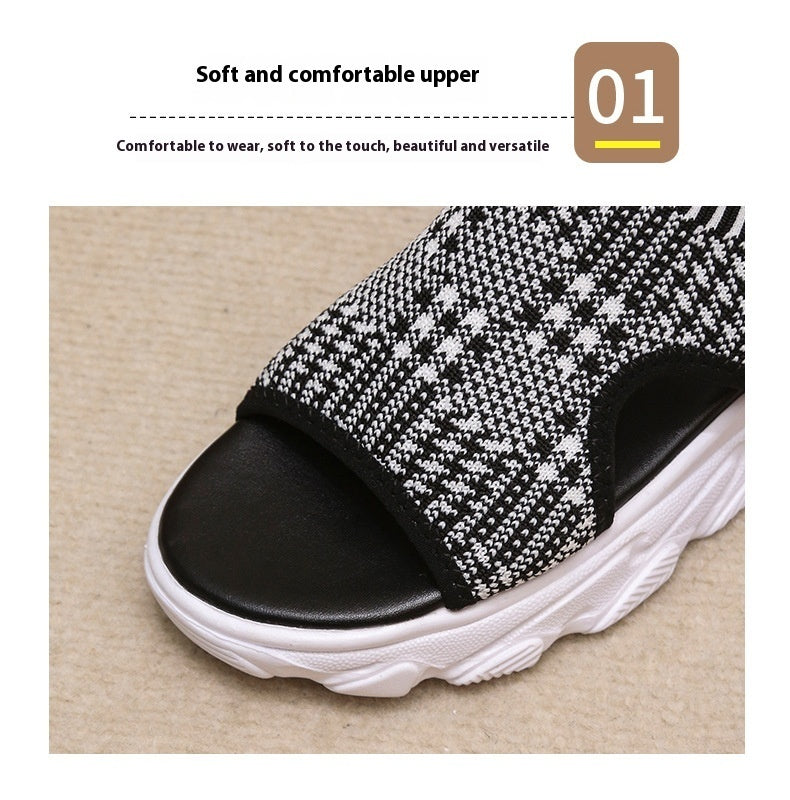 Women's Summer Fashion Casual Woven Mid Heel Sports Platform Sandals