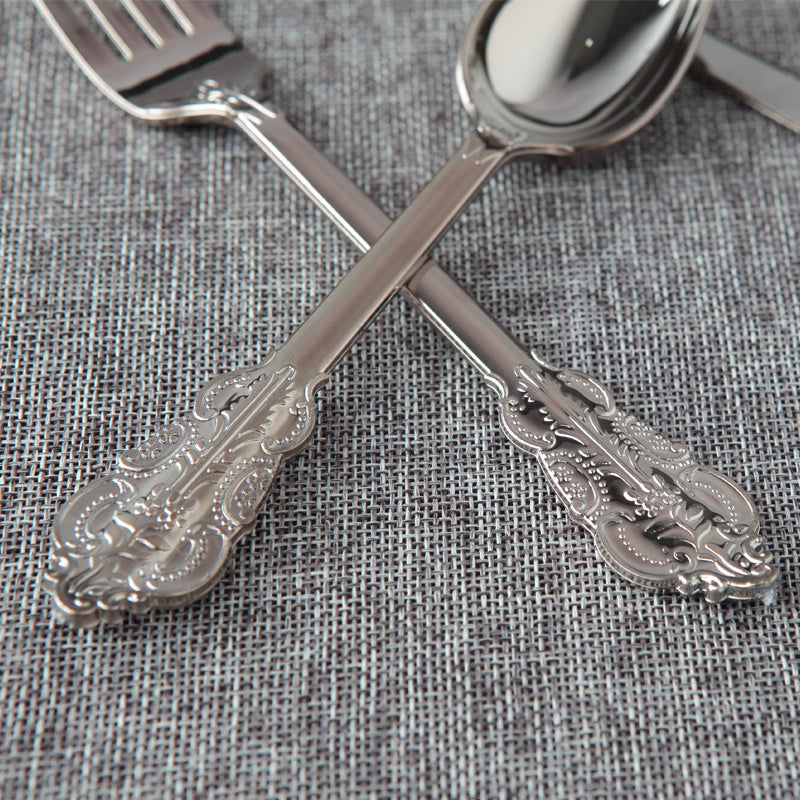 10 Disposable Plastic Electroplated Silver Cutlery Cutlery