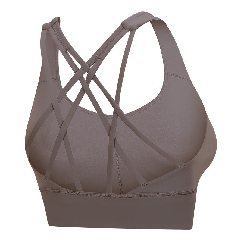 Women's Solid Color Training Fitness Bra Shockproof Gathering Sports Underwear