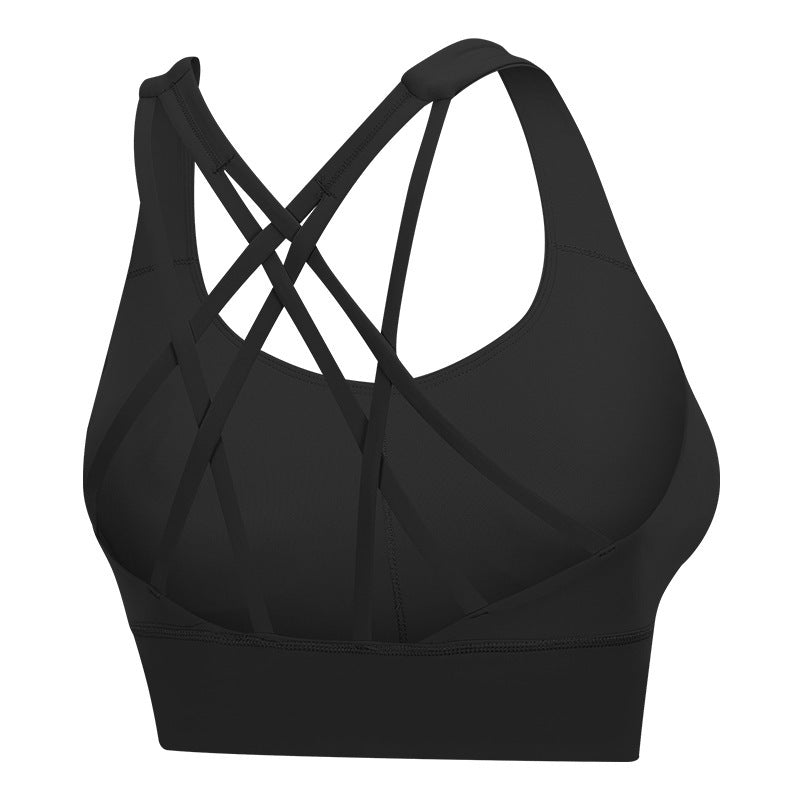 Women's Solid Color Training Fitness Bra Shockproof Gathering Sports Underwear