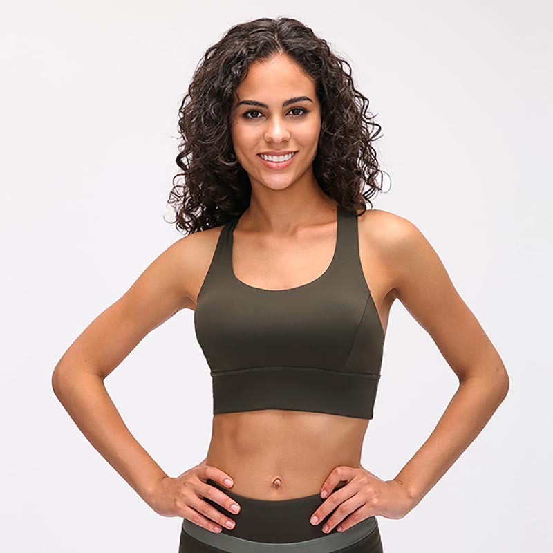 Women's Solid Color Training Fitness Bra Shockproof Gathering Sports Underwear