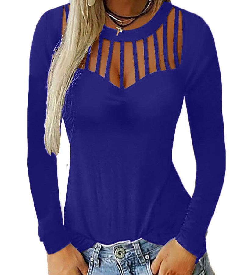 Women's Sexy Hollow Long Sleeved T Shirt Top