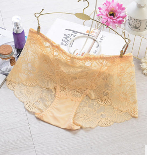 Mid-waist Lace Panties Feminine Transparent Large Size Women's High-waisted Abdomen Seamless Briefs