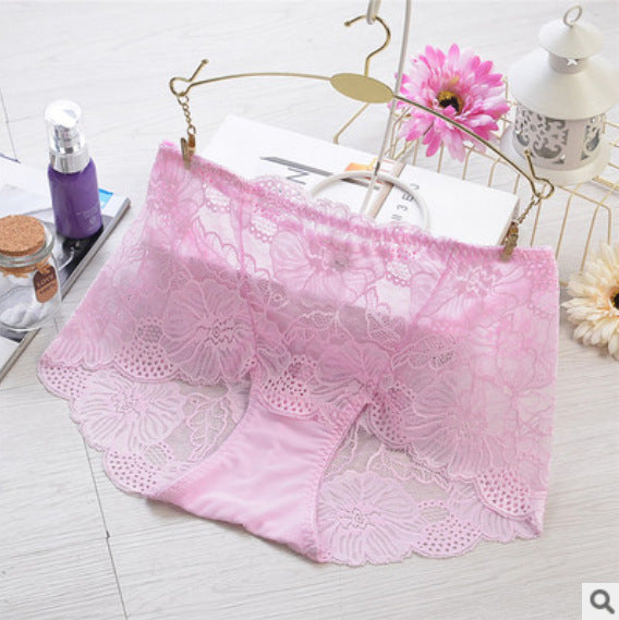 Mid-waist Lace Panties Feminine Transparent Large Size Women's High-waisted Abdomen Seamless Briefs