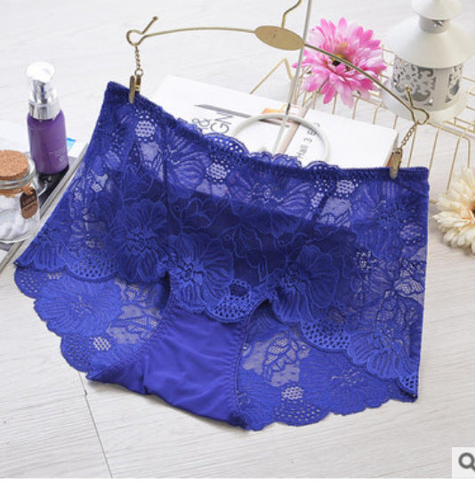 Mid-waist Lace Panties Feminine Transparent Large Size Women's High-waisted Abdomen Seamless Briefs