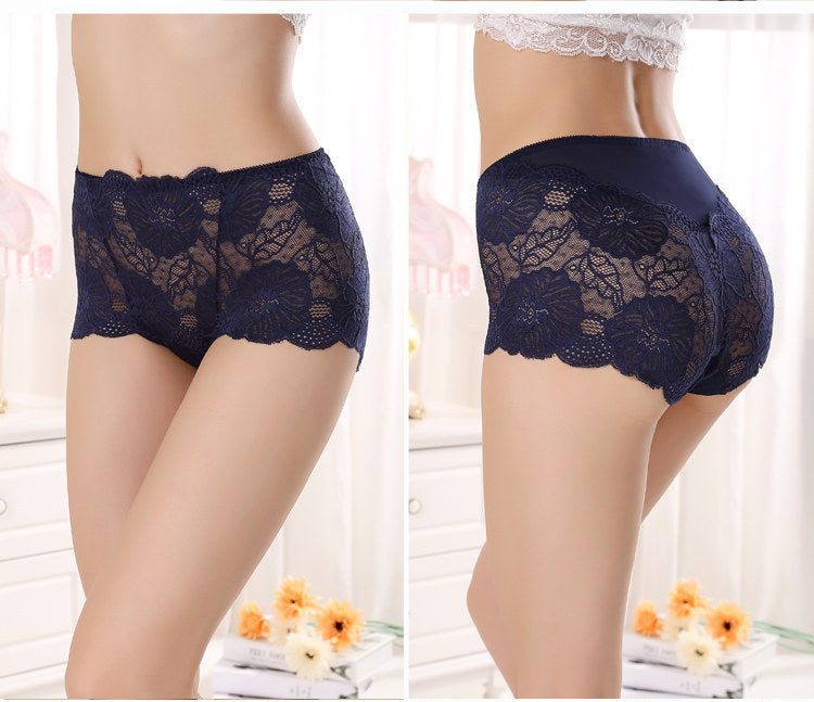 Mid-waist Lace Panties Feminine Transparent Large Size Women's High-waisted Abdomen Seamless Briefs