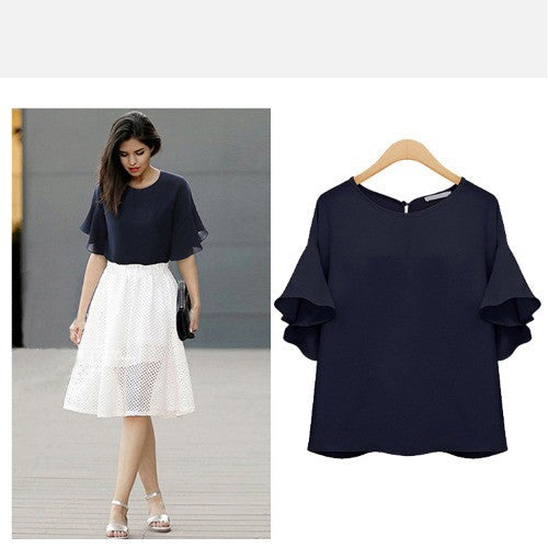 Women's temperament short-sleeved loose shirt