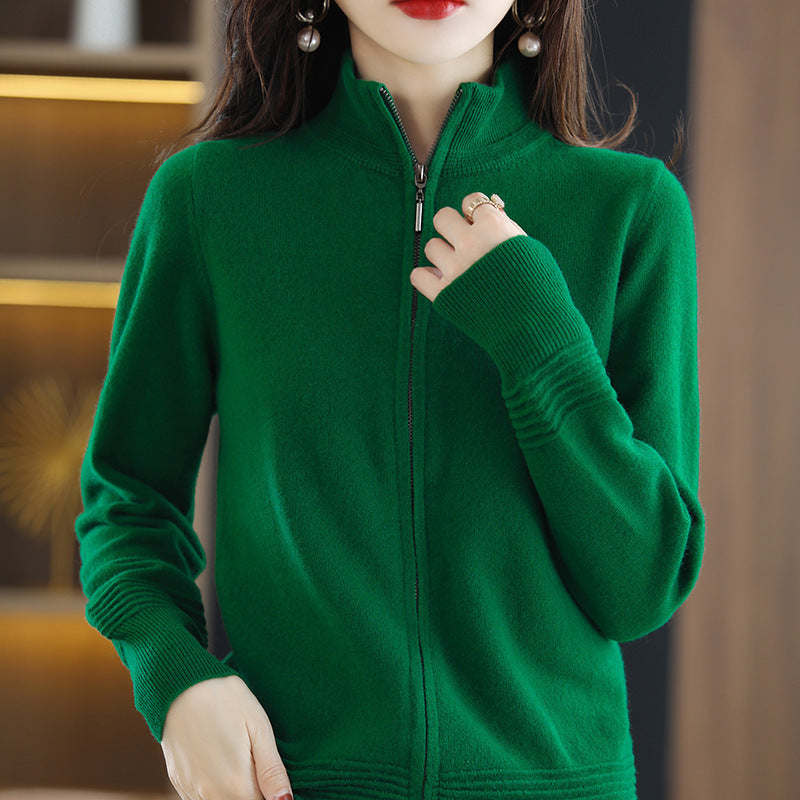 Women's Zipper Knitted Cardigan Loose Temperament Coat