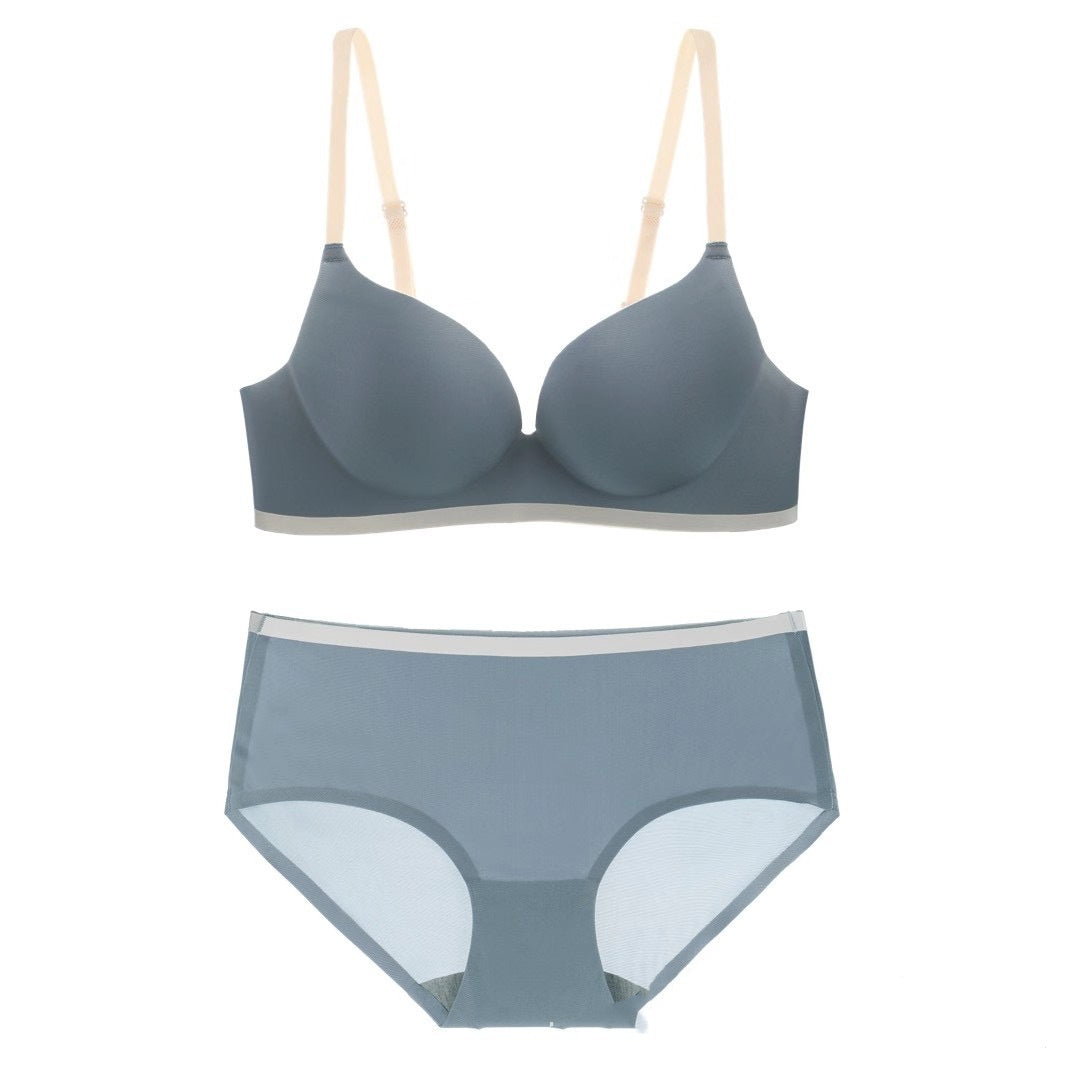 Seamless One-piece Contrast Color Gather And Gather Breast Underwear