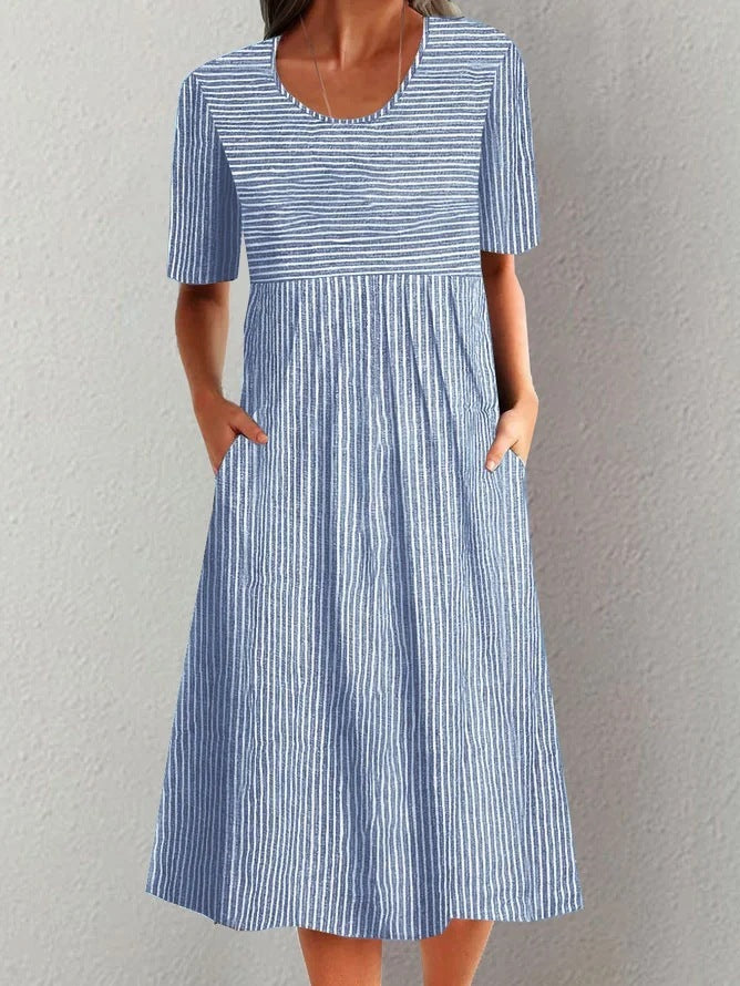 Casual Printed Round Neck Short Sleeve Dress