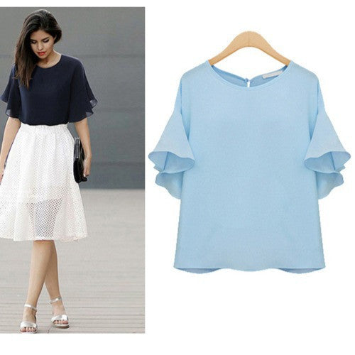 Women's temperament short-sleeved loose shirt