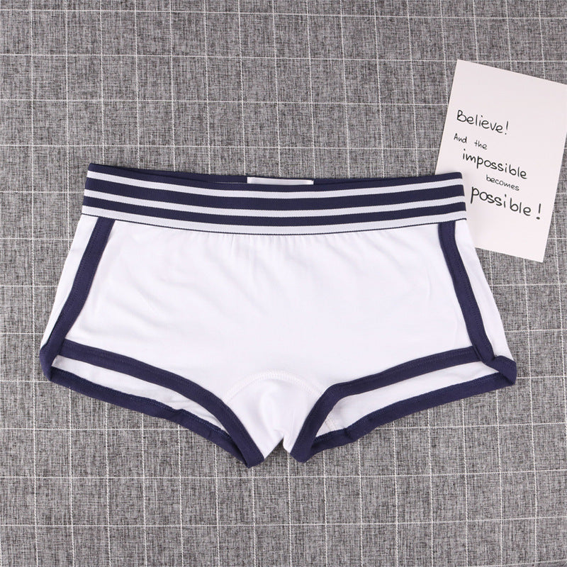 Flat Four-corner Women's Unisex Underwear Solid Color Cotton
