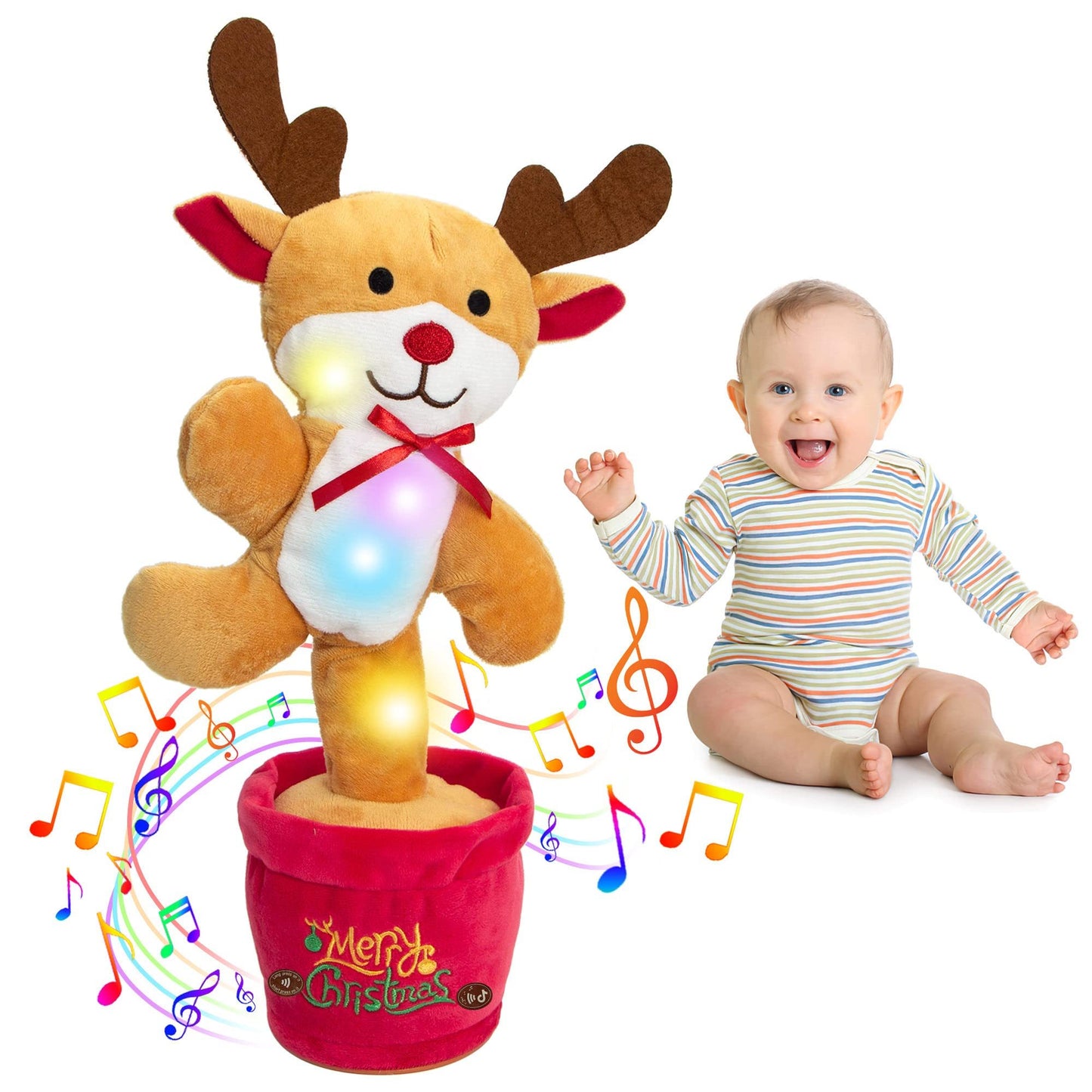 Dancing Christmas Toys Funny Tree Repeat Talking Electronic Plush Toys Can Sing Record Lighten Early Education Funny Gift Christmas