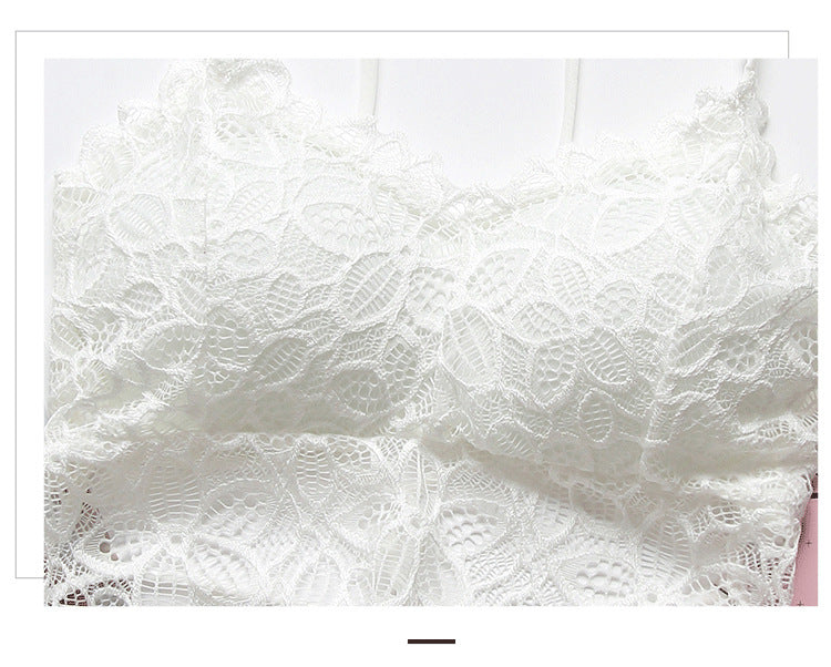 New Back Shaping Thin Cross Straps Hollow-out Sling Net Red Underwear Tube Top Padded Wireless Lace Vest