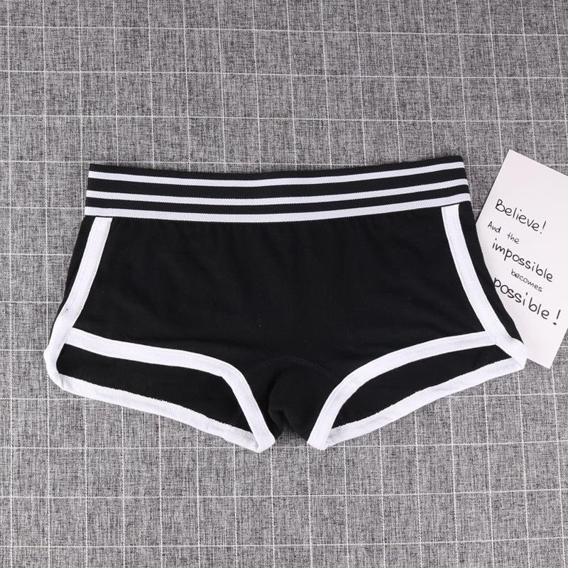Flat Four-corner Women's Unisex Underwear Solid Color Cotton