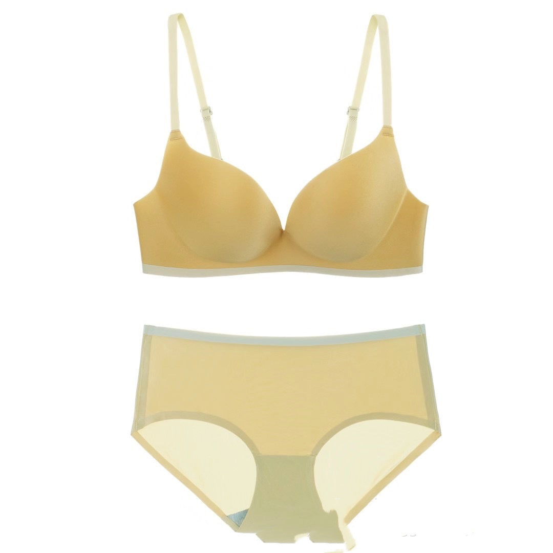 Seamless One-piece Contrast Color Gather And Gather Breast Underwear