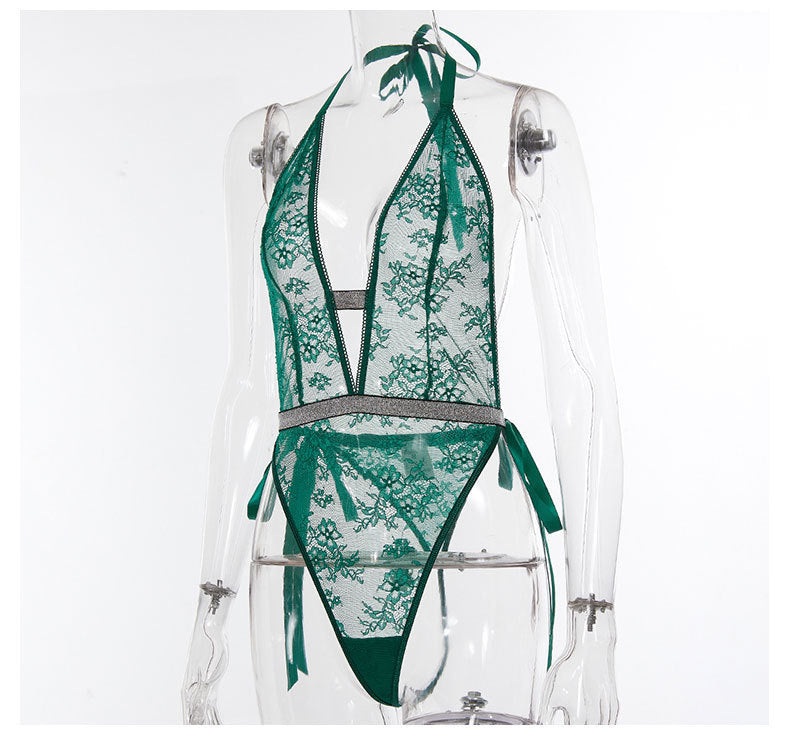 European And American Lace Up Lace-up Underwear Set