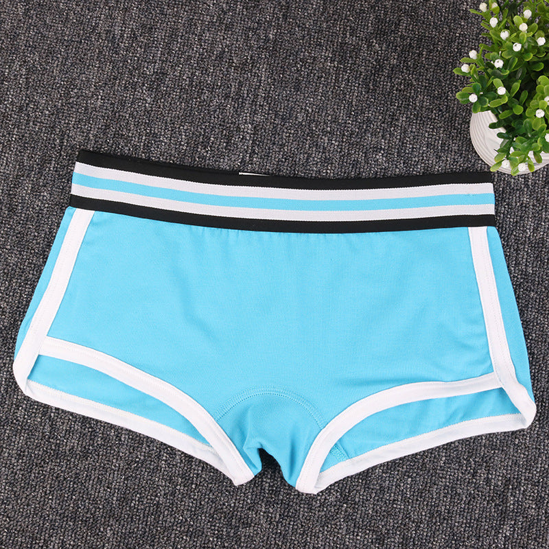 Flat Four-corner Women's Unisex Underwear Solid Color Cotton