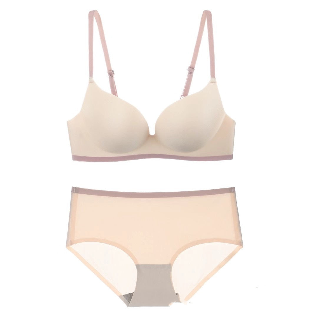 Seamless One-piece Contrast Color Gather And Gather Breast Underwear