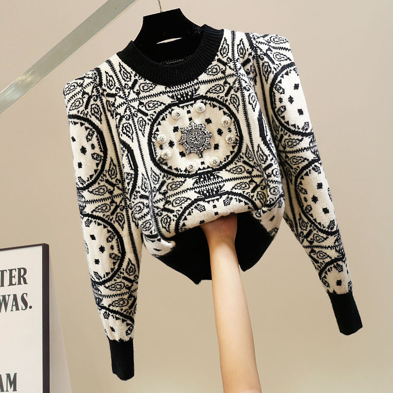 Women's Short Long-sleeved Sweater Casual Top