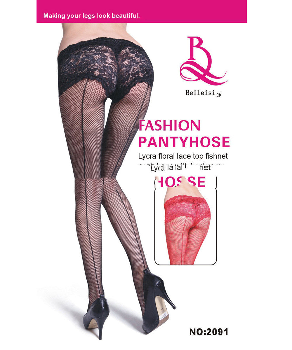 Sexy Lace Underwear Pantyhose Integrated Rear Vertical Line Net Socks