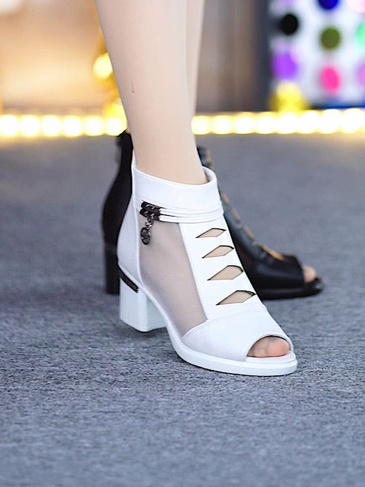 High Heels Women's Mesh Chunky Heel Sandals