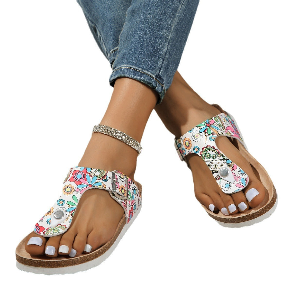 Thick-soled Boken Slippers Women's Outdoor Square Buckle Flip-flops Platform Sandals