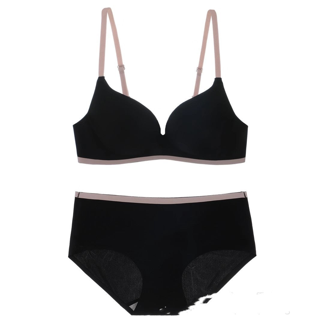 Seamless One-piece Contrast Color Gather And Gather Breast Underwear