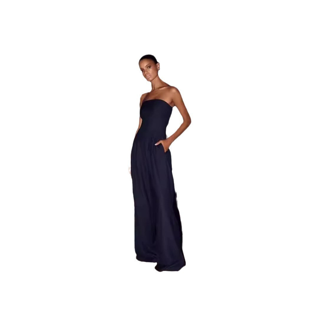 Casual Backless Slim Fit Smocking Temperament Jumpsuit