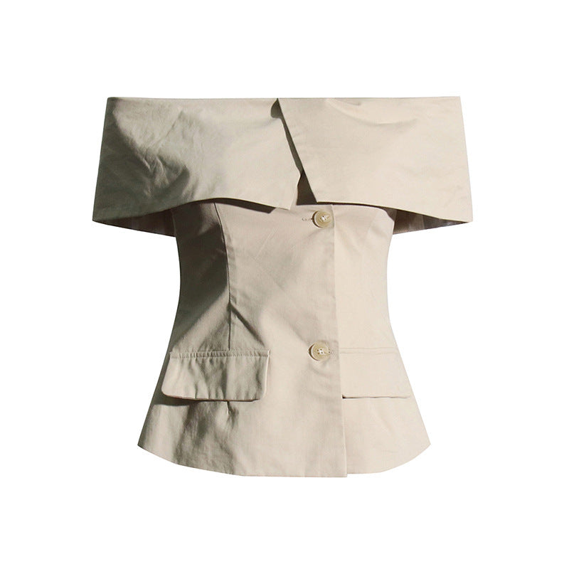 Women's Thin One-neck Off-shoulder Slim-fit Figure Flattering Small Suit