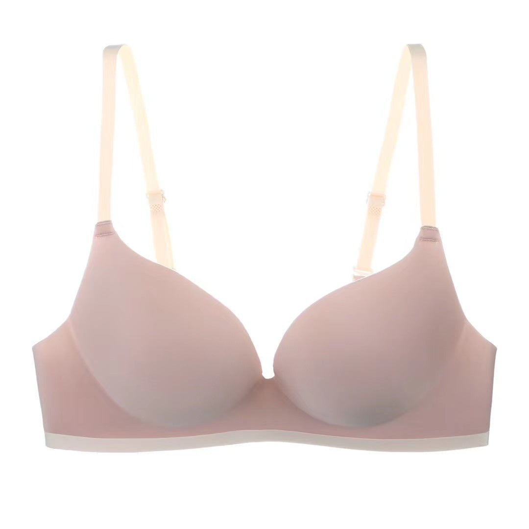 Seamless One-piece Contrast Color Gather And Gather Breast Underwear