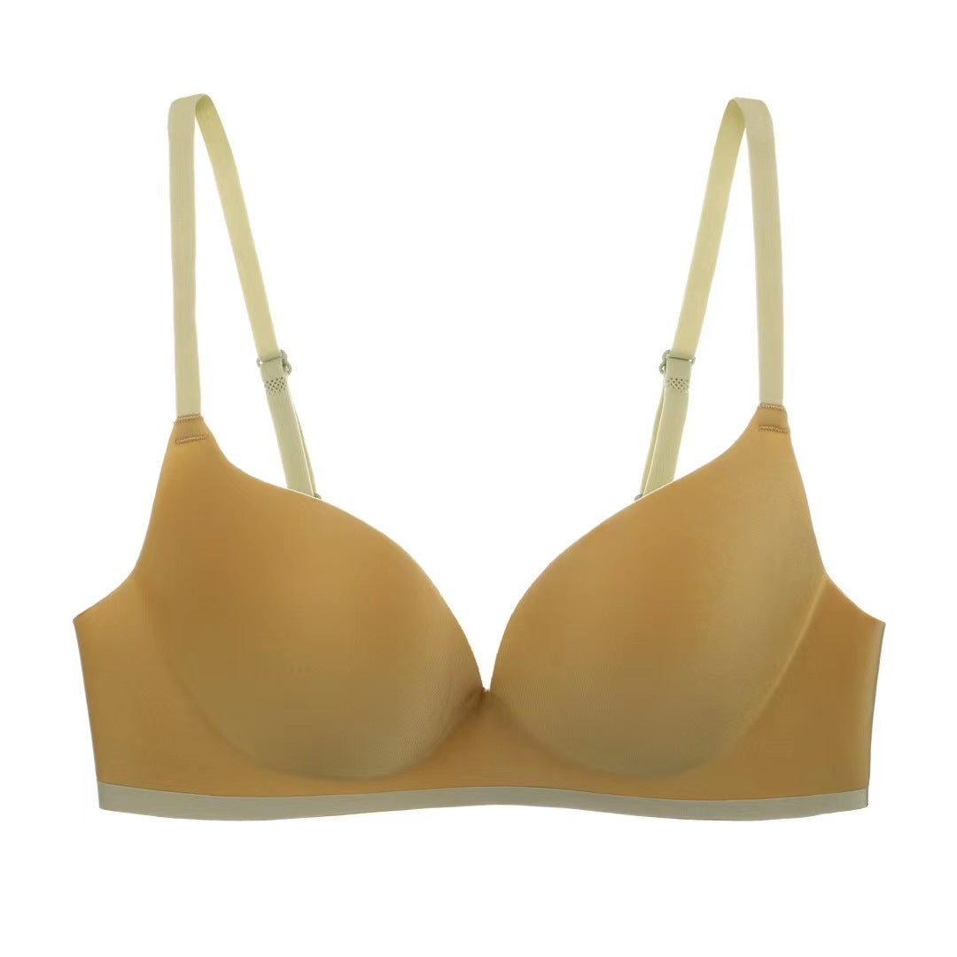 Seamless One-piece Contrast Color Gather And Gather Breast Underwear
