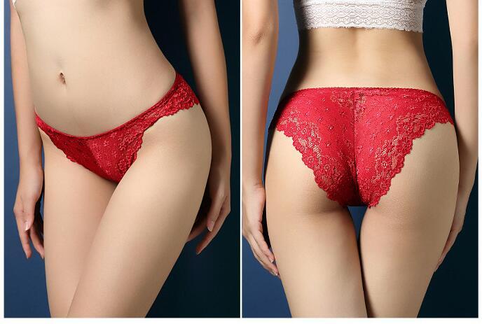 Luxury women's underwear sexy lace transparent temptation briefs low waist