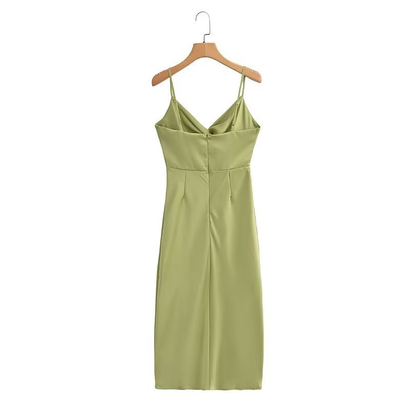 Women's Solid Color Silk Satin Knotted Decorative Suspenders Dress