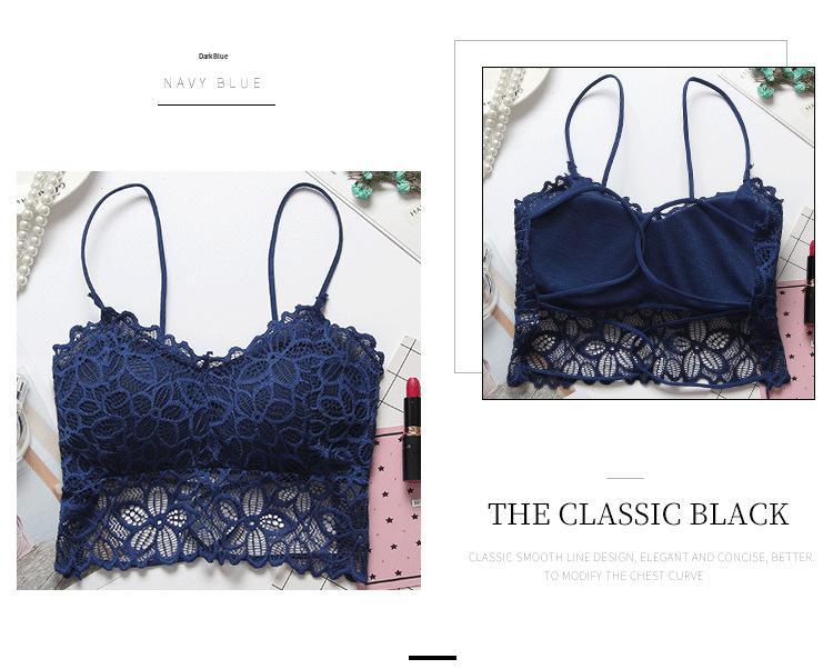 New Back Shaping Thin Cross Straps Hollow-out Sling Net Red Underwear Tube Top Padded Wireless Lace Vest
