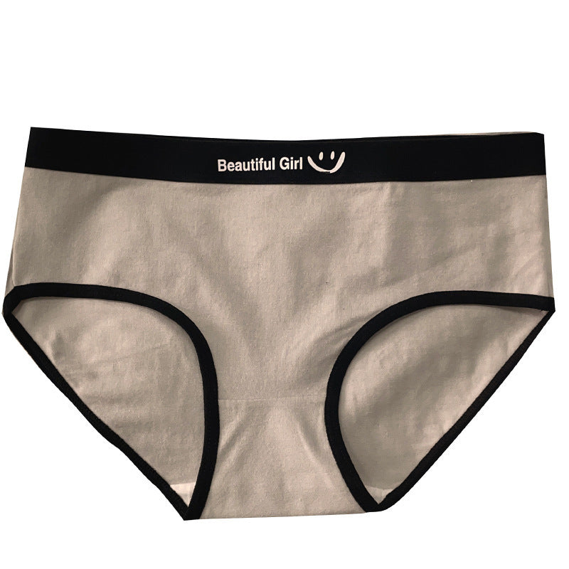 Women's Minimalist Letter Printed Pure Cotton Mid Waist Underwear