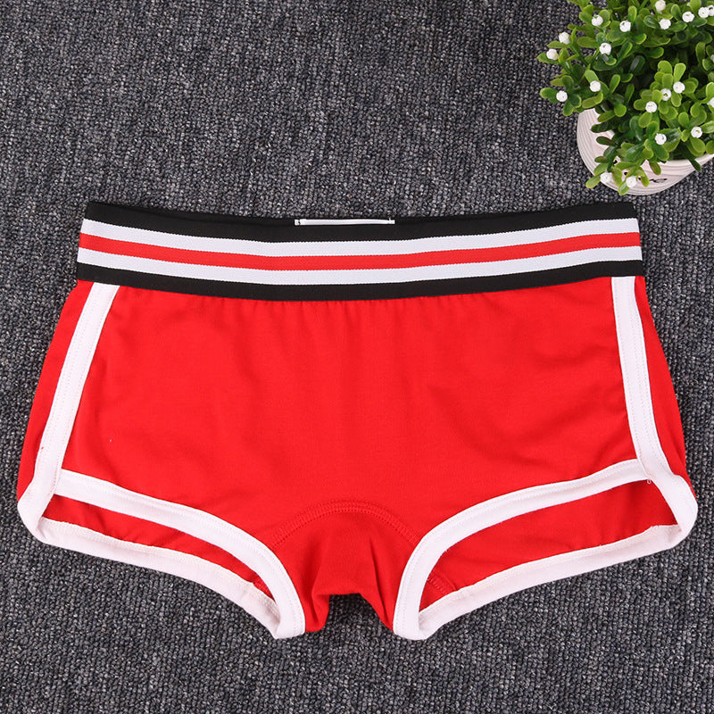 Flat Four-corner Women's Unisex Underwear Solid Color Cotton