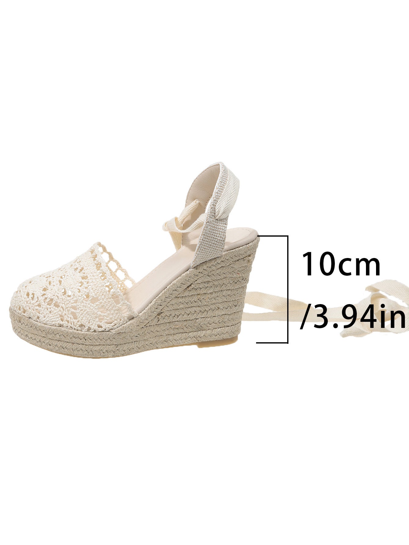 Women's Straw Woven Wedge High Heels Lace Lace-up Sandals