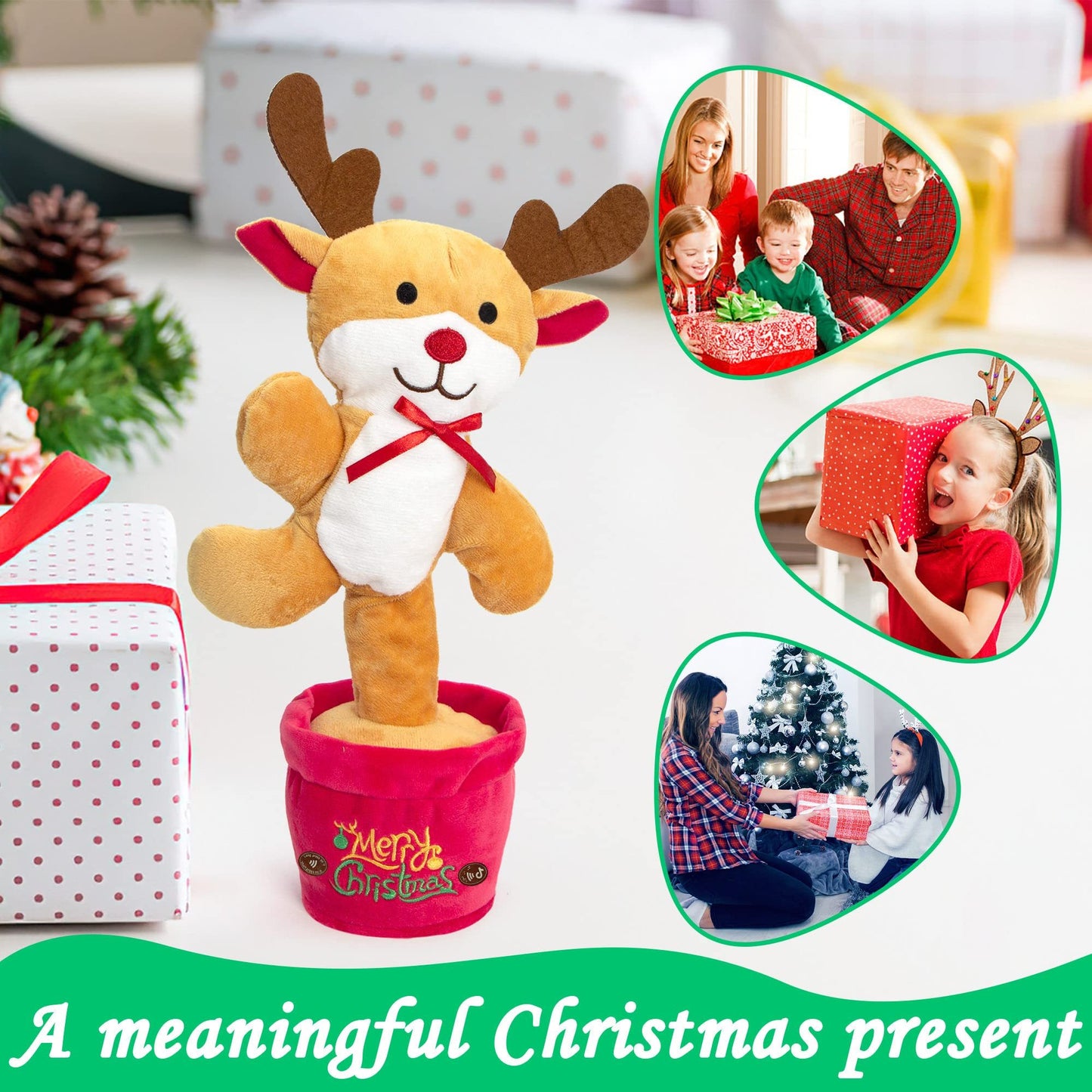 Dancing Christmas Toys Funny Tree Repeat Talking Electronic Plush Toys Can Sing Record Lighten Early Education Funny Gift Christmas