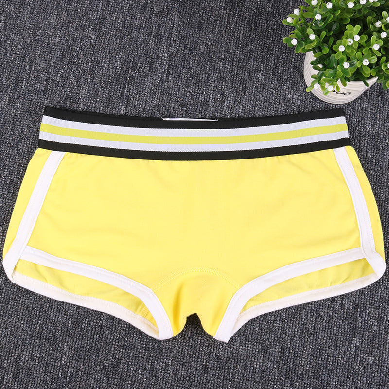 Flat Four-corner Women's Unisex Underwear Solid Color Cotton