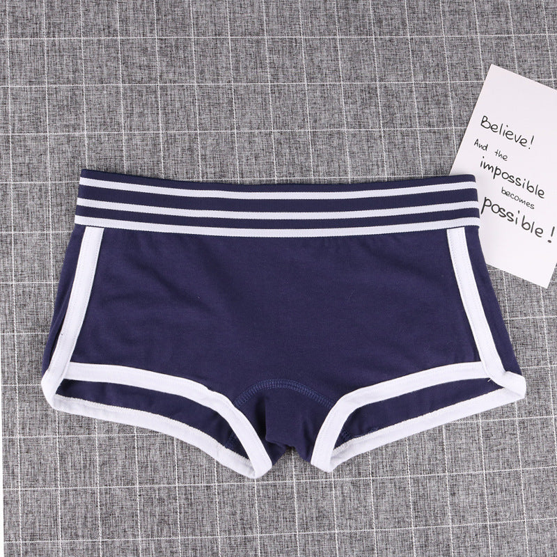 Flat Four-corner Women's Unisex Underwear Solid Color Cotton