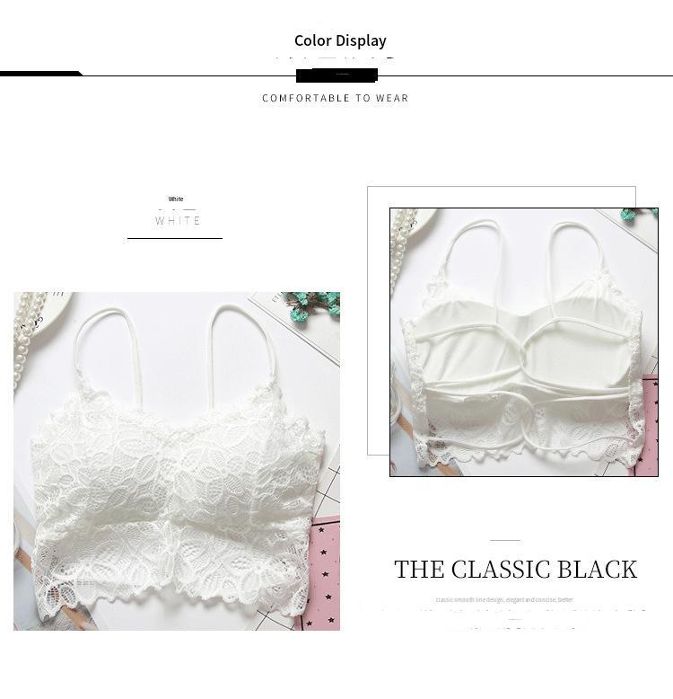 New Back Shaping Thin Cross Straps Hollow-out Sling Net Red Underwear Tube Top Padded Wireless Lace Vest