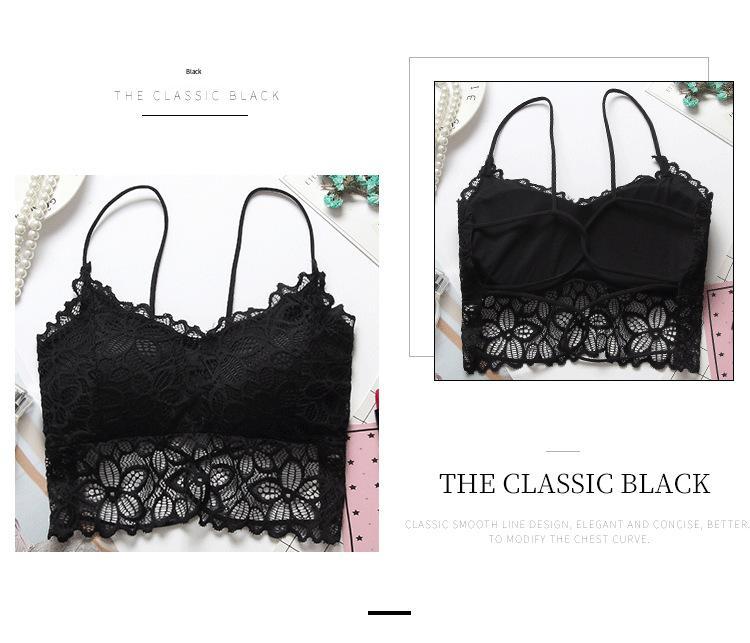 New Back Shaping Thin Cross Straps Hollow-out Sling Net Red Underwear Tube Top Padded Wireless Lace Vest