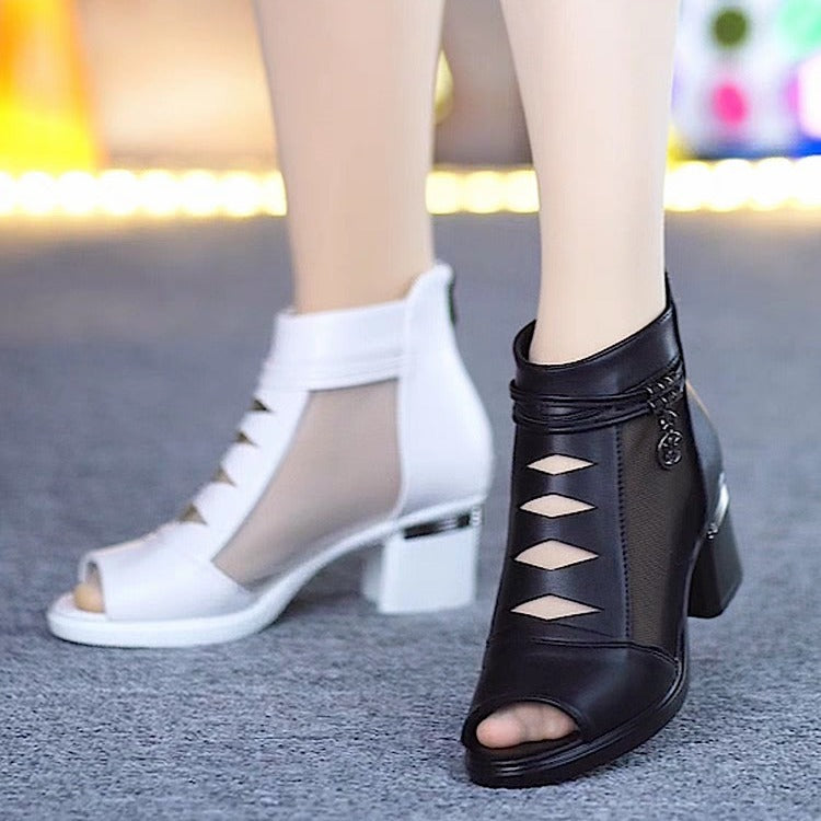 High Heels Women's Mesh Chunky Heel Sandals