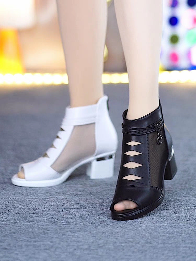 High Heels Women's Mesh Chunky Heel Sandals