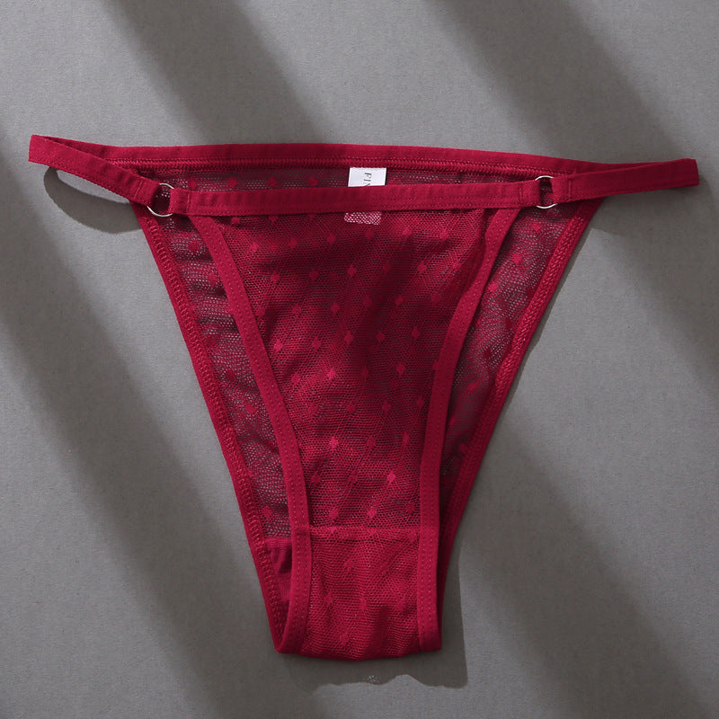 Women's Briefs Waist High Slit Thong Sexy Hollow Lace Thin Belt Panties