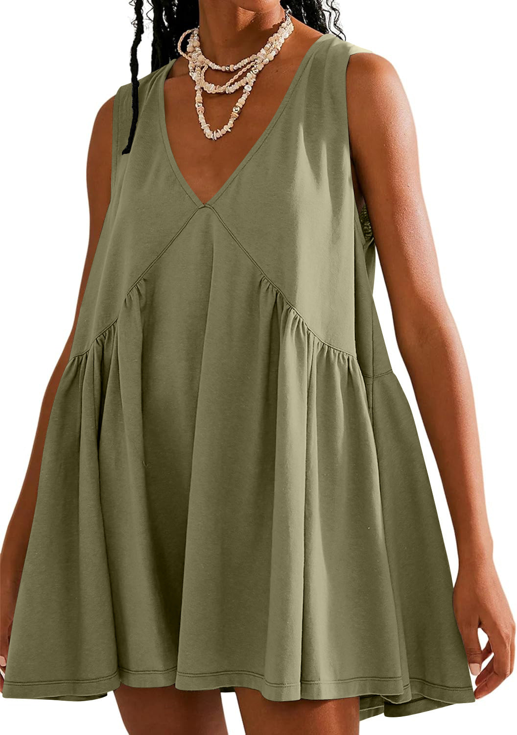 Casual Vest Pocket Pleated Dress