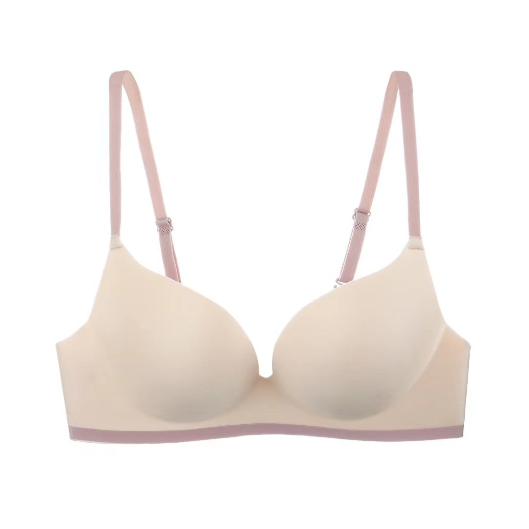 Seamless One-piece Contrast Color Gather And Gather Breast Underwear