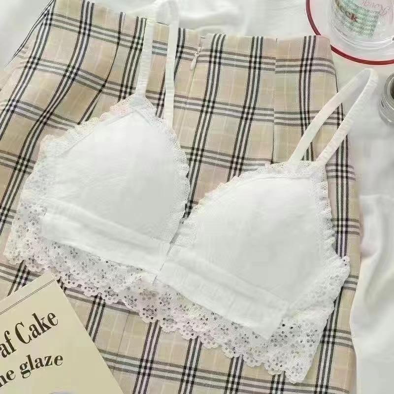 Small Chest Push Up Wireless Front Button Underwear For Women