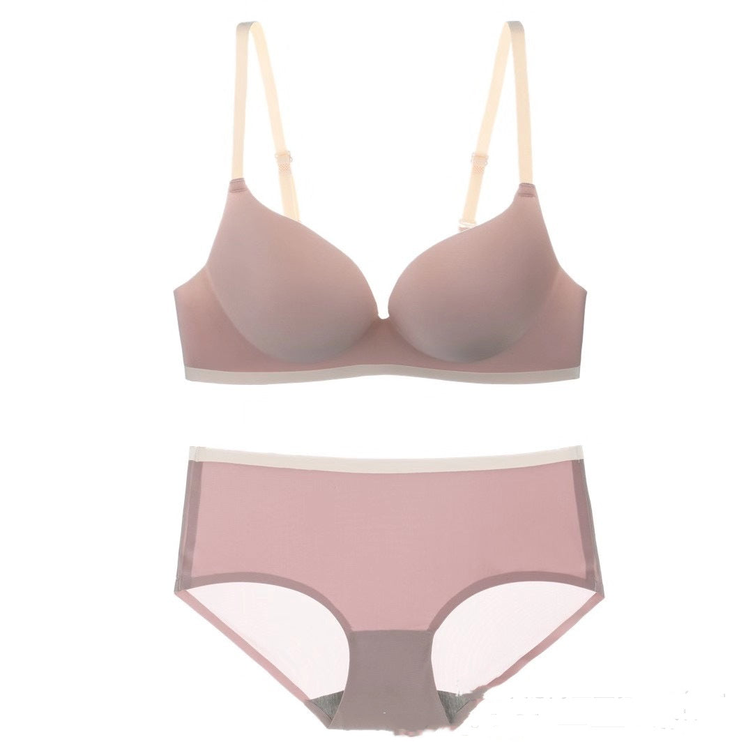 Seamless One-piece Contrast Color Gather And Gather Breast Underwear